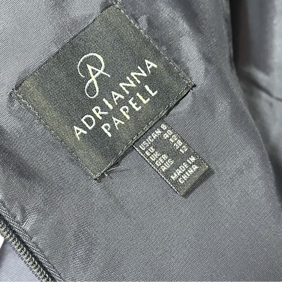 Adrianna Papell Pewter Grey Mikado Hi-Lo Gown sz 8 - Picture 3 of 14